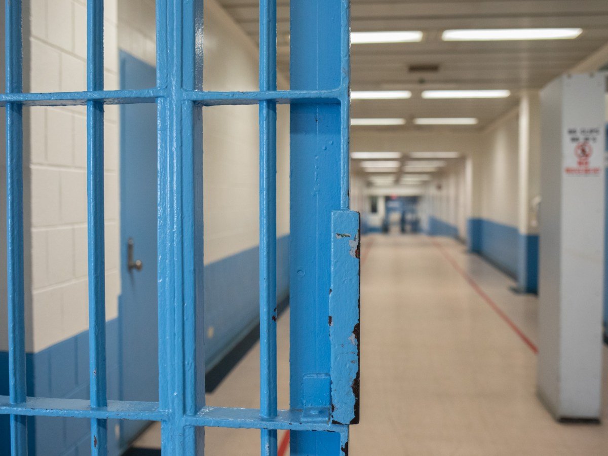 Metal gates lock in detainees at the Otis Bantum Correctional Center on Rikers Island.