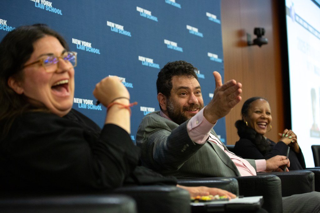 FAQ NYC host Harry Siegel speaks at New York Law School during a joint podcast with Max Politics.