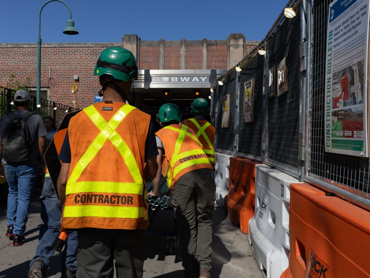 MTA workers were constructing new elevators at the Broadway Junction transit hub in Brooklyn,