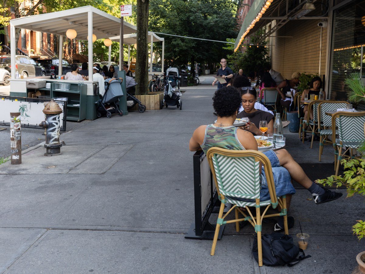 People enjoy outdoor dining at Walter’s in Fort Greene, Brooklyn,